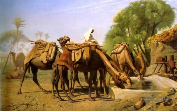 Chameaux à la fontaine Arabe Jean Léon Gérôme Peinture à l'huile